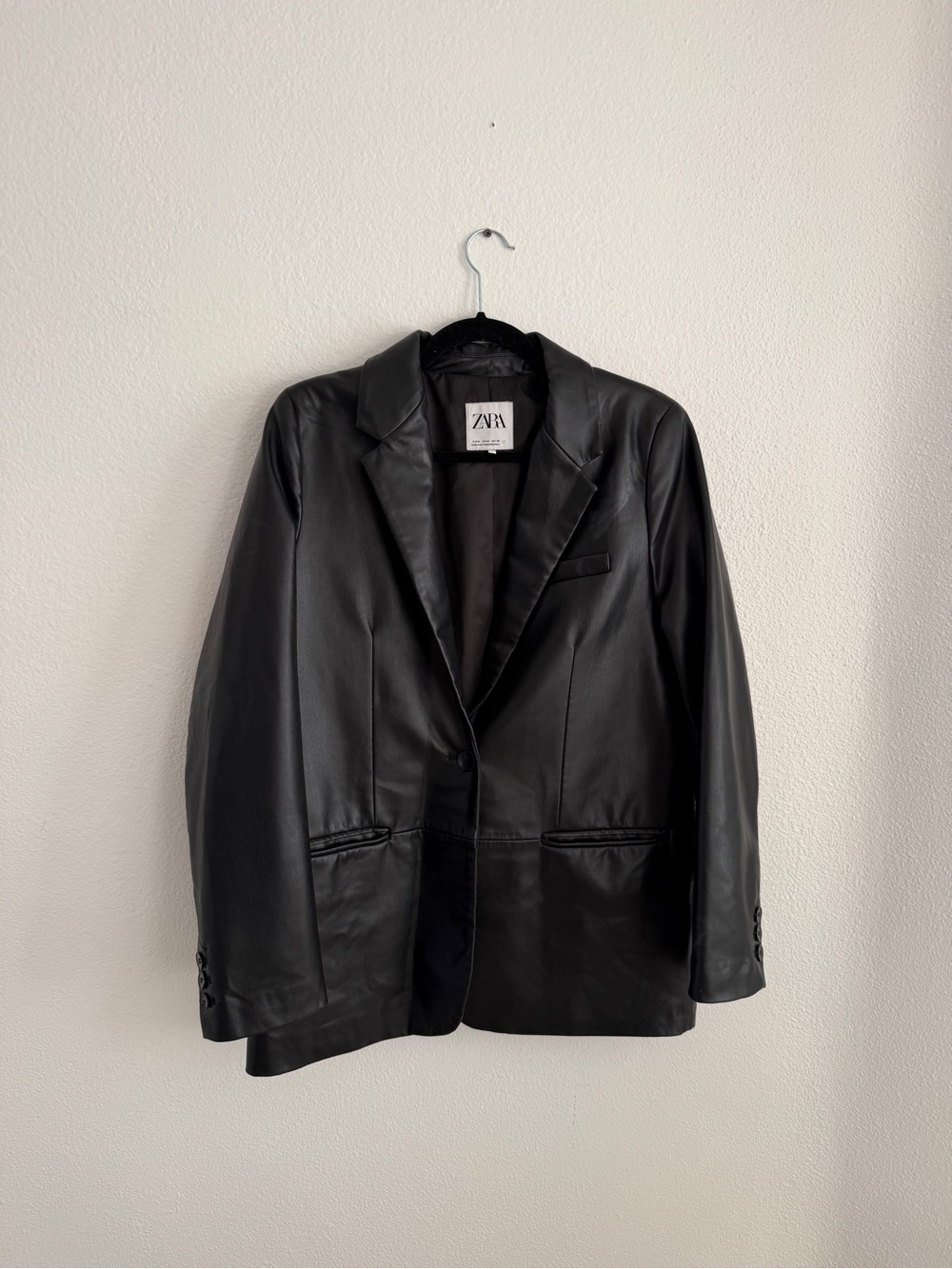 ZARA Black Faux Leather Blazer